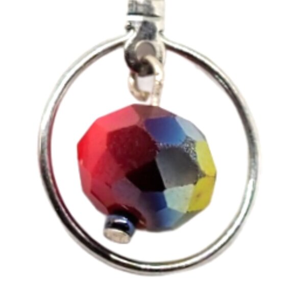 Red Round Earrings - Picture 4 of 5